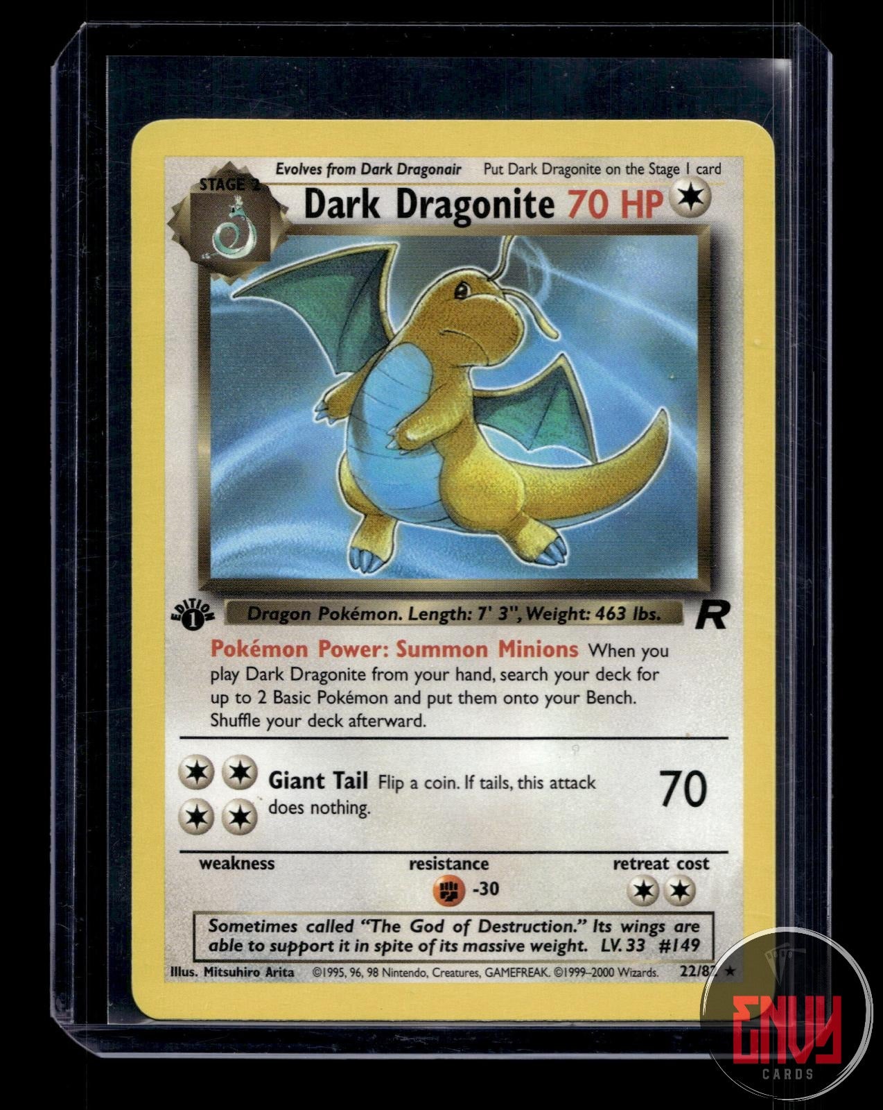 Dark Dragonite Lightly Played 22/82 Rare Team Rocket Pokemon 1st Edition