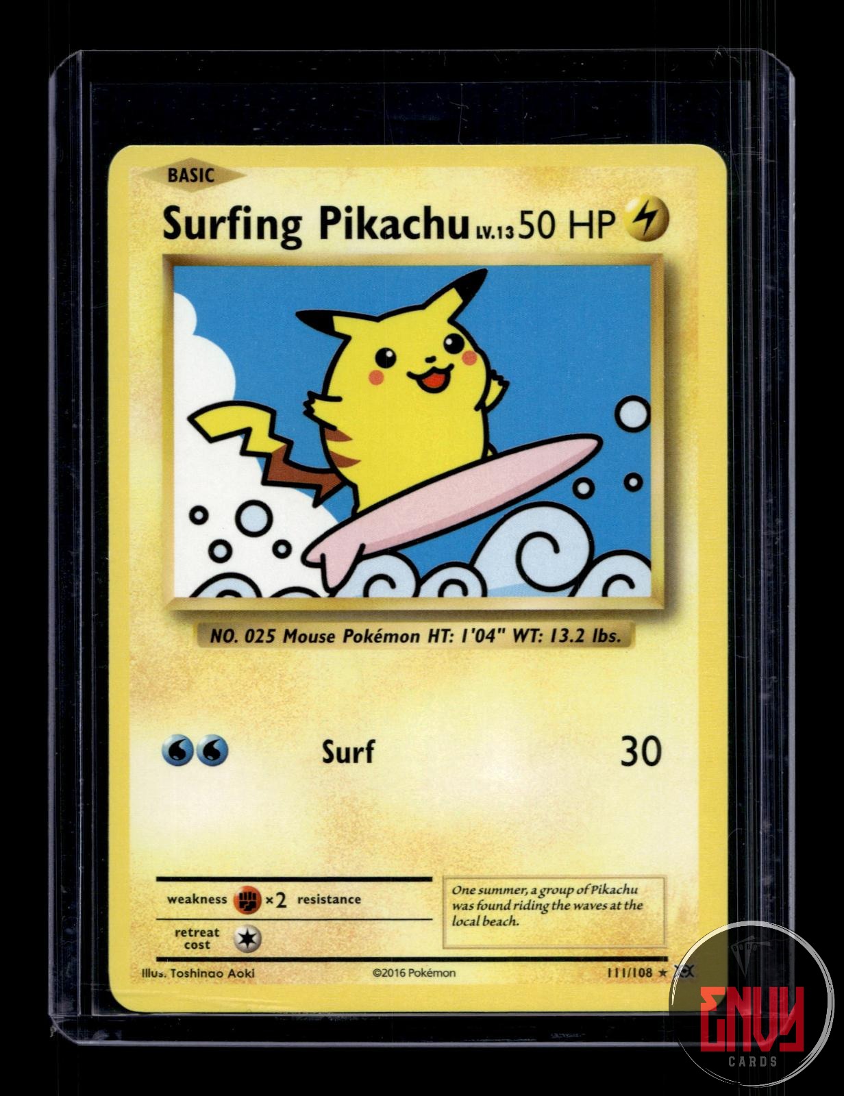 Surfing Pikachu Near Mint 111/108 Secret Rare Evolutions Pokemon