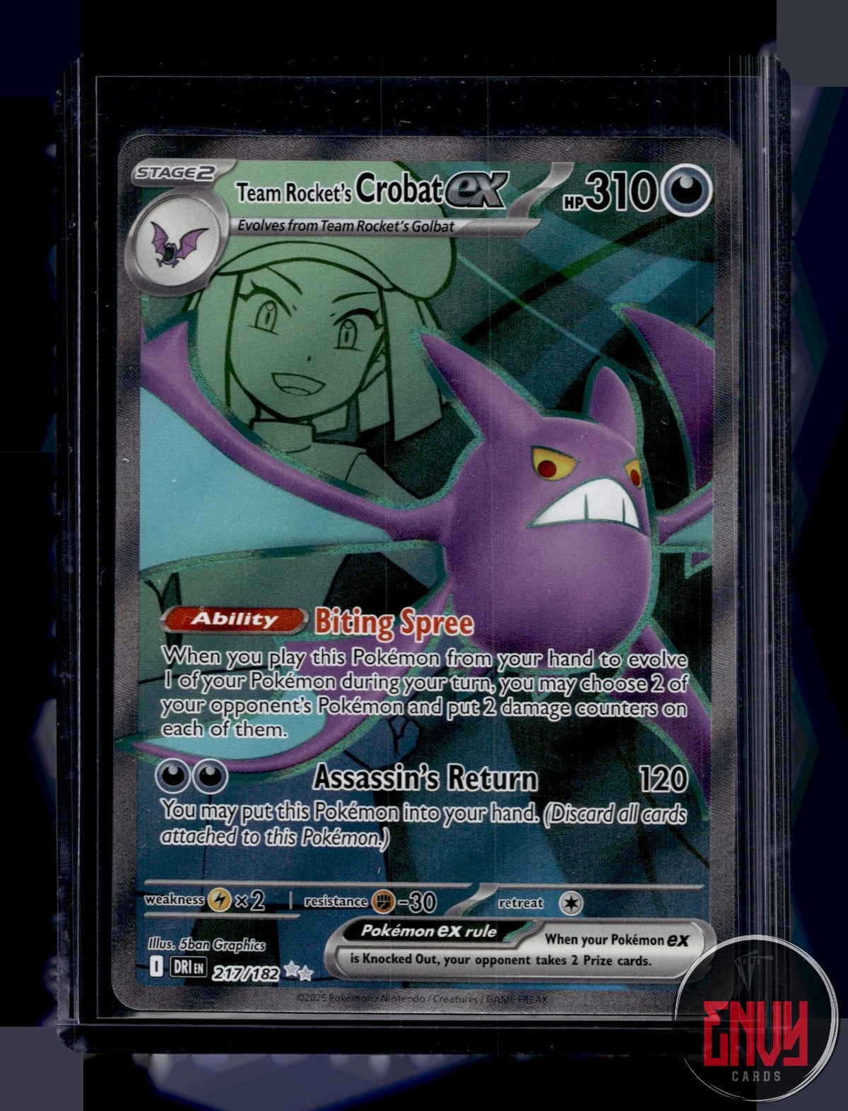 Team Rocket's Crobat ex NM 217/182 UR Destined Rivals Pokemon Holo