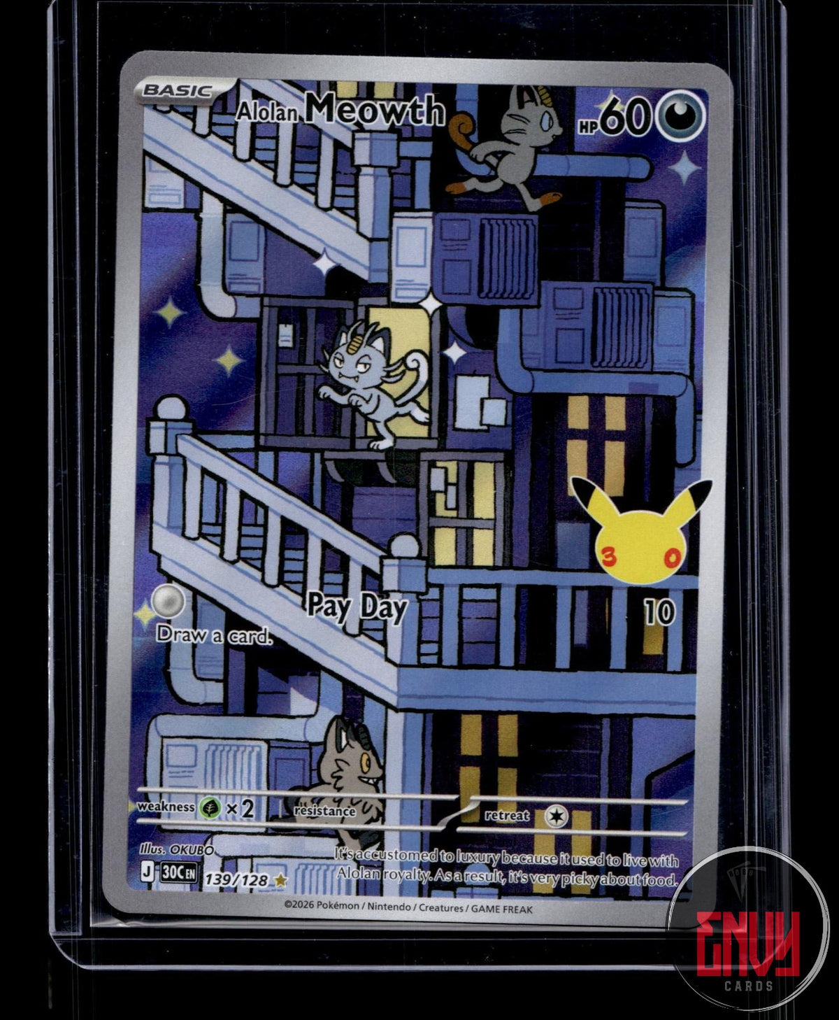 Alolan Meowth NM 139/128 IR ME: 30th Celebration Pokemon Holo
