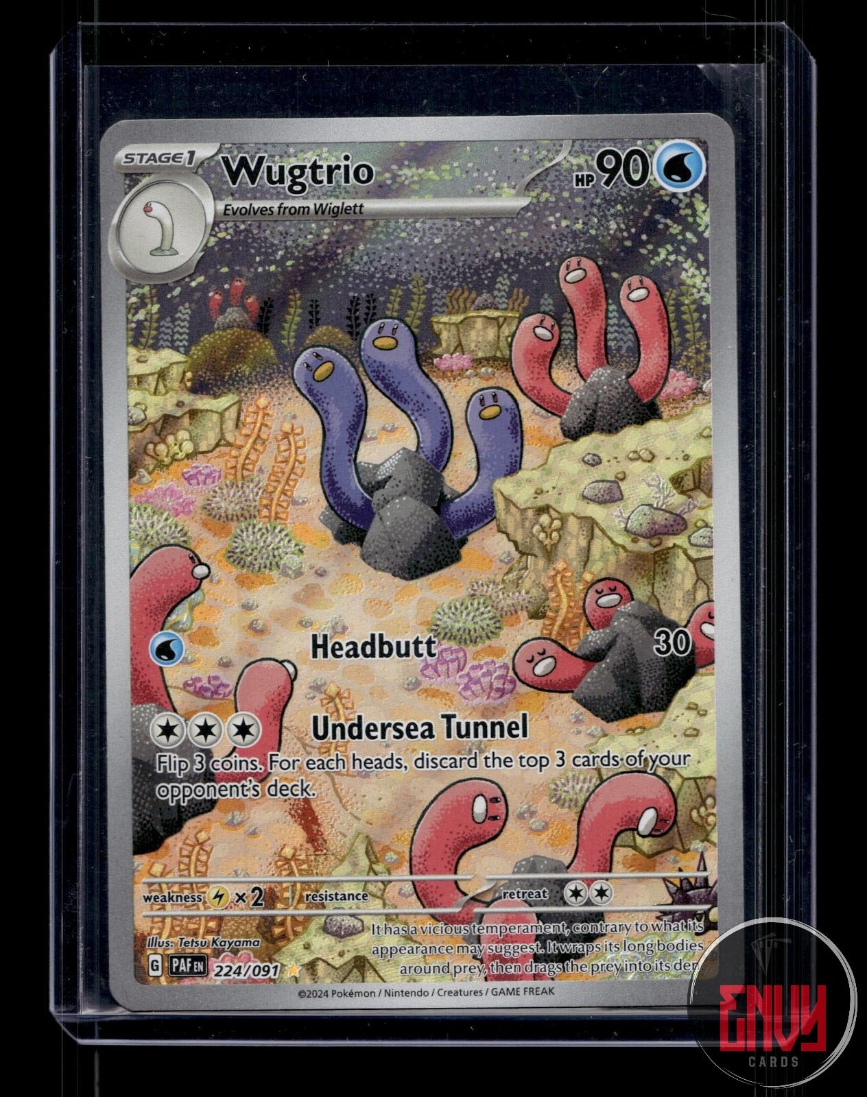 Wugtrio Near Mint 224/091 Illustration Rare Paldean Fates Pokemon Holo