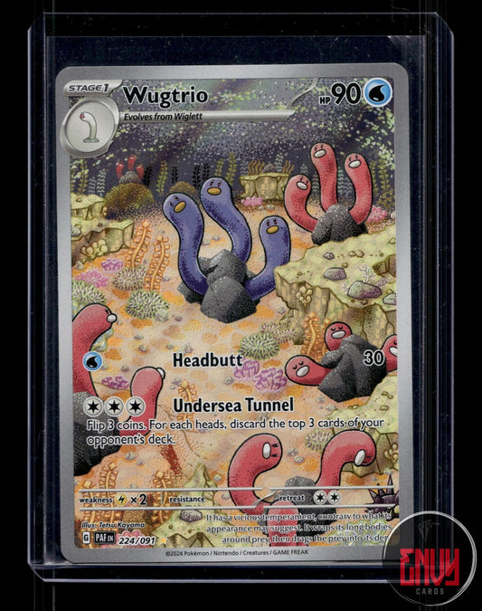 Wugtrio Near Mint 224/091 Illustration Rare Paldean Fates Pokemon Holo