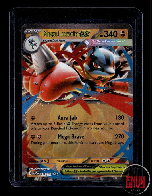 Mega Lucario ex Near Mint 113/217 Double Rare Ascended Heroes Pokemon