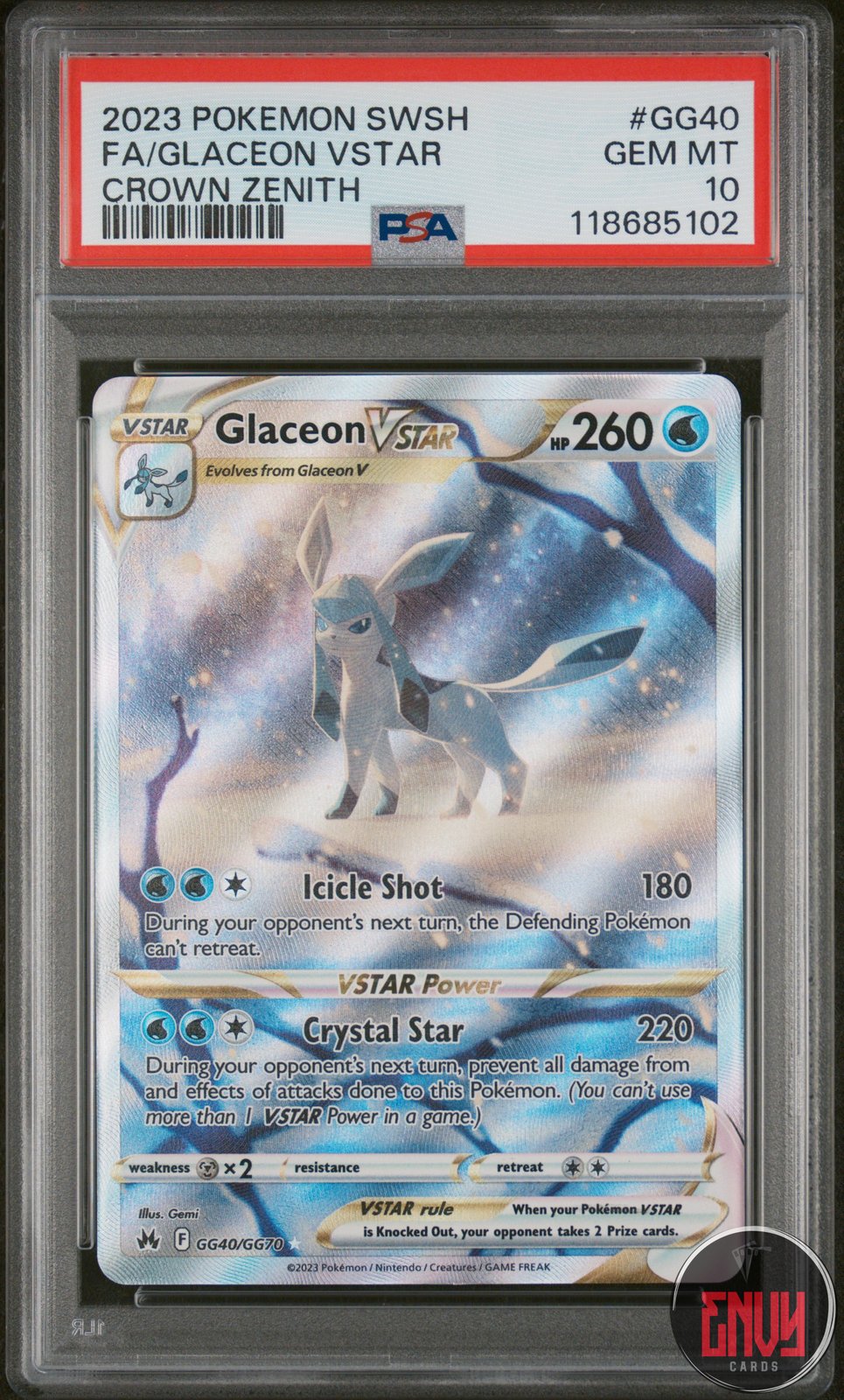 Glaceon Vstar Gg40/Gg70 Sword Shield Crown Zenith Pokemon PSA 10 Gem Mint