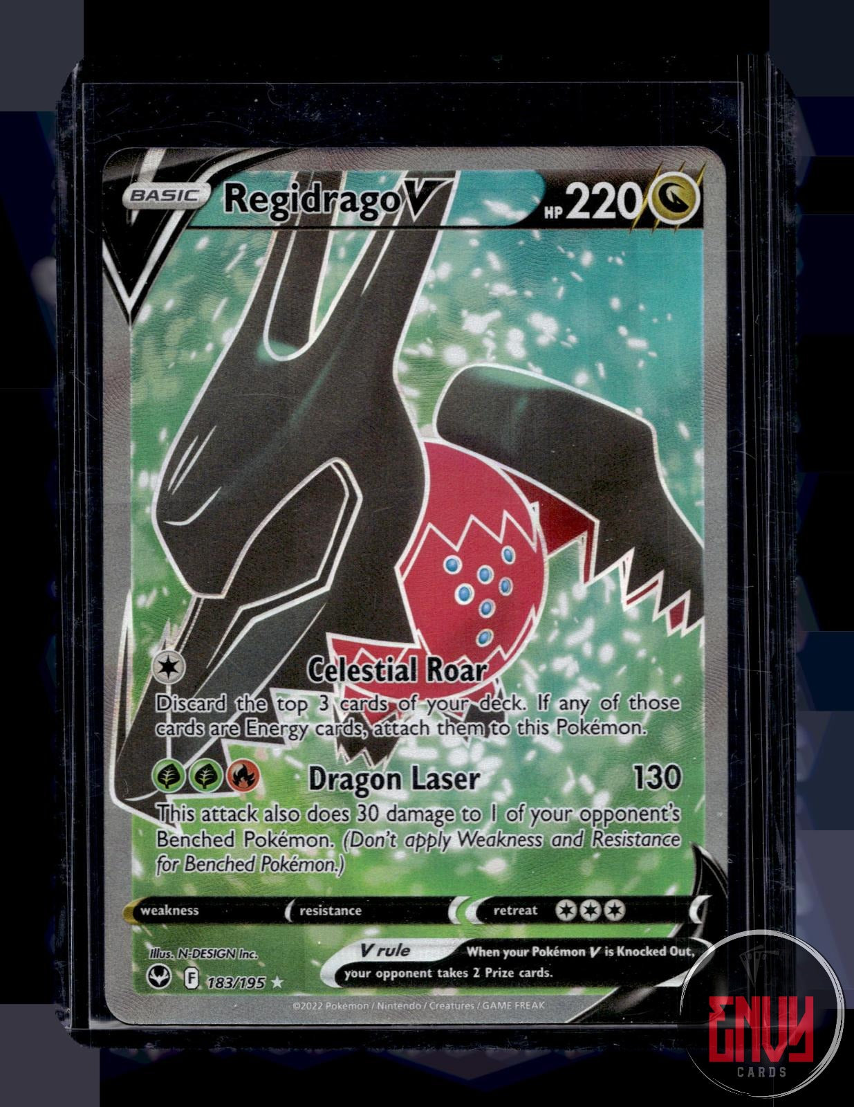 Regidrago V Near Mint 183/195 Ultra Rare Silver Tempest Pokemon Holo