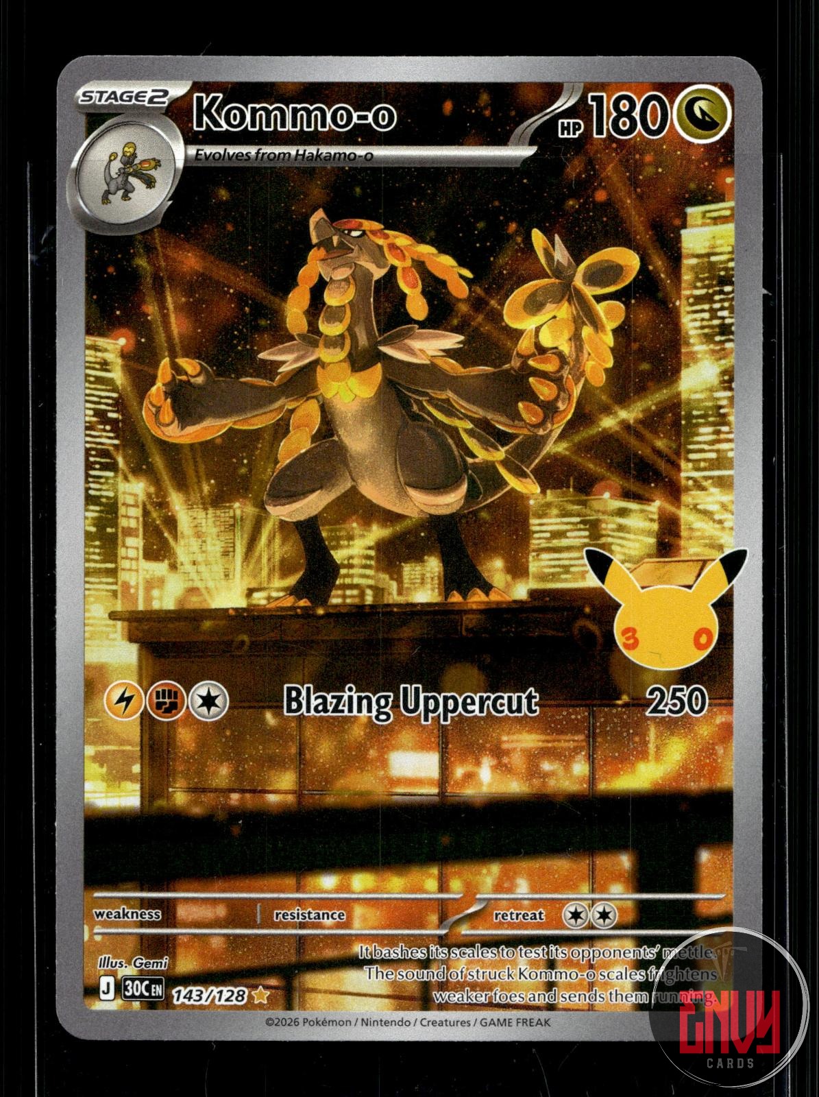 Kommo-o NM 143/128 IR ME: 30th Celebration Pokemon Holo