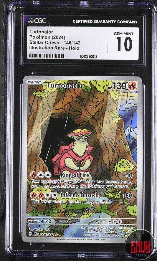 Turtonator 146/142 Illustration Rare Holo Stellar Crown Pokemon CGC 10 Gem Mint