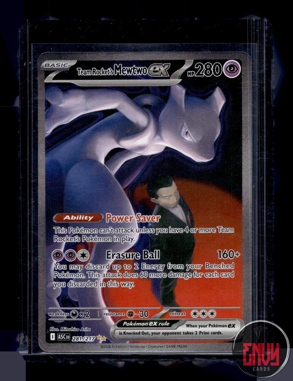 Team Rocket's Mewtwo ex NM 281/217 Ascended Heroes Pokemon Holo