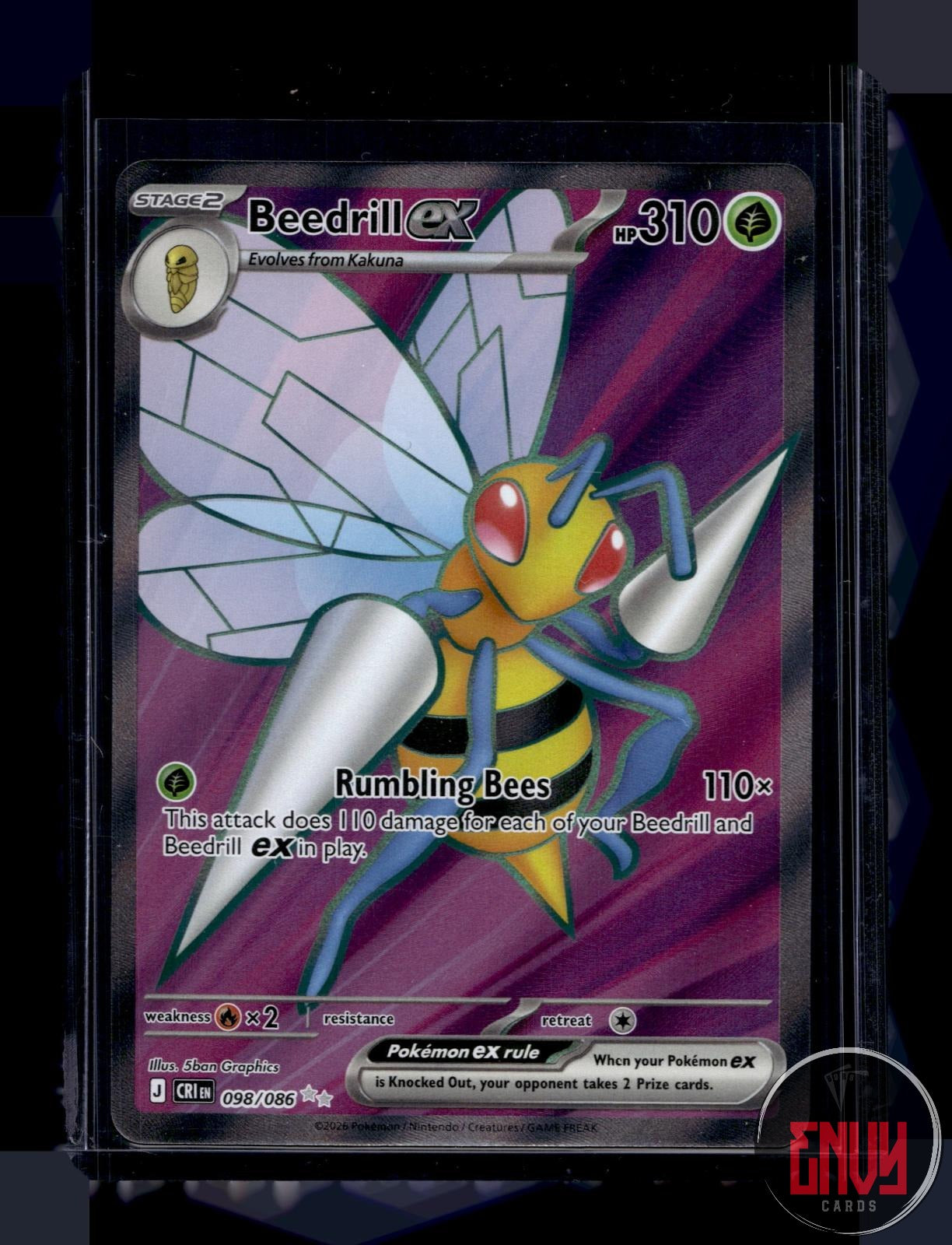 Beedrill ex Near Mint 098/086 Ultra Rare Chaos Rising Pokemon