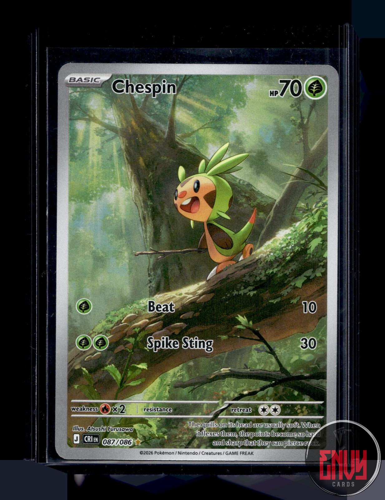 Chespin Near Mint 087/086 Illustration Rare Chaos Rising Pokemon Holo