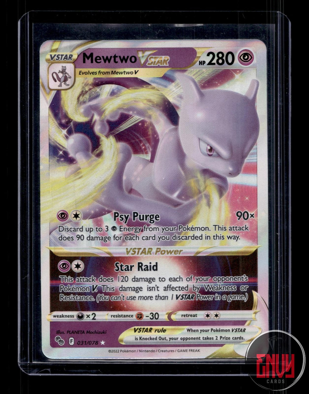 Mewtwo VSTAR Lightly Played 031/078 VSTAR Rare Pokemon GO Pokemon Holo