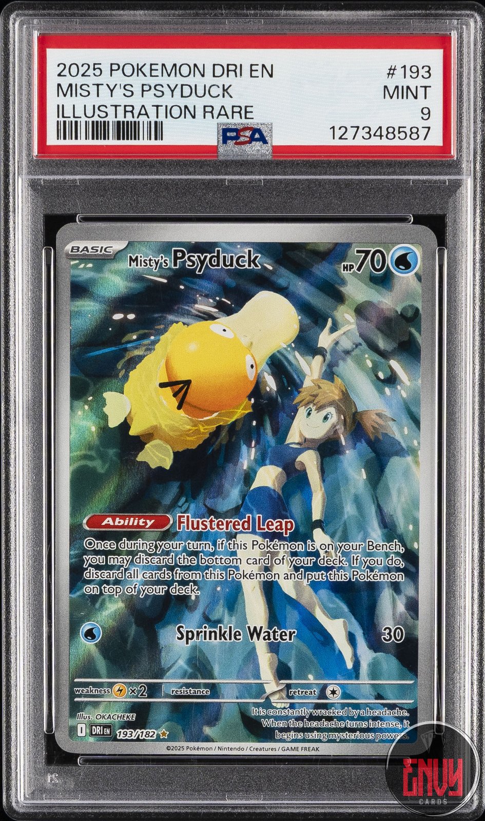 Misty's Psyduck 193/182 Illustration Rare Dri En-Destined Rivals Pokemon PSA 9