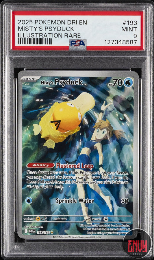 Misty's Psyduck 193/182 Illustration Rare Dri En-Destined Rivals Pokemon PSA 9