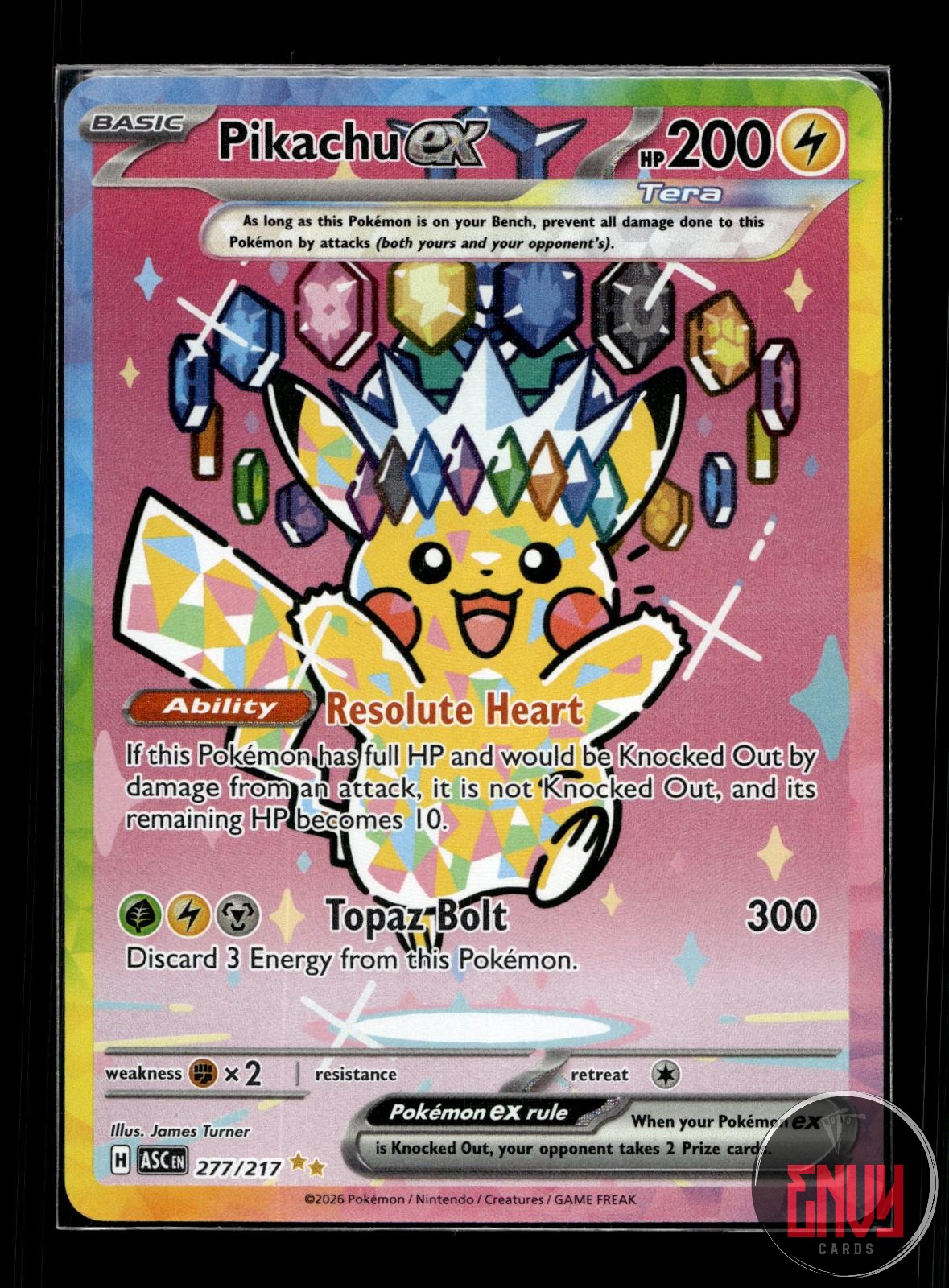 Pikachu ex NM 277/217 SIR Ascended Heroes Pokemon Holo