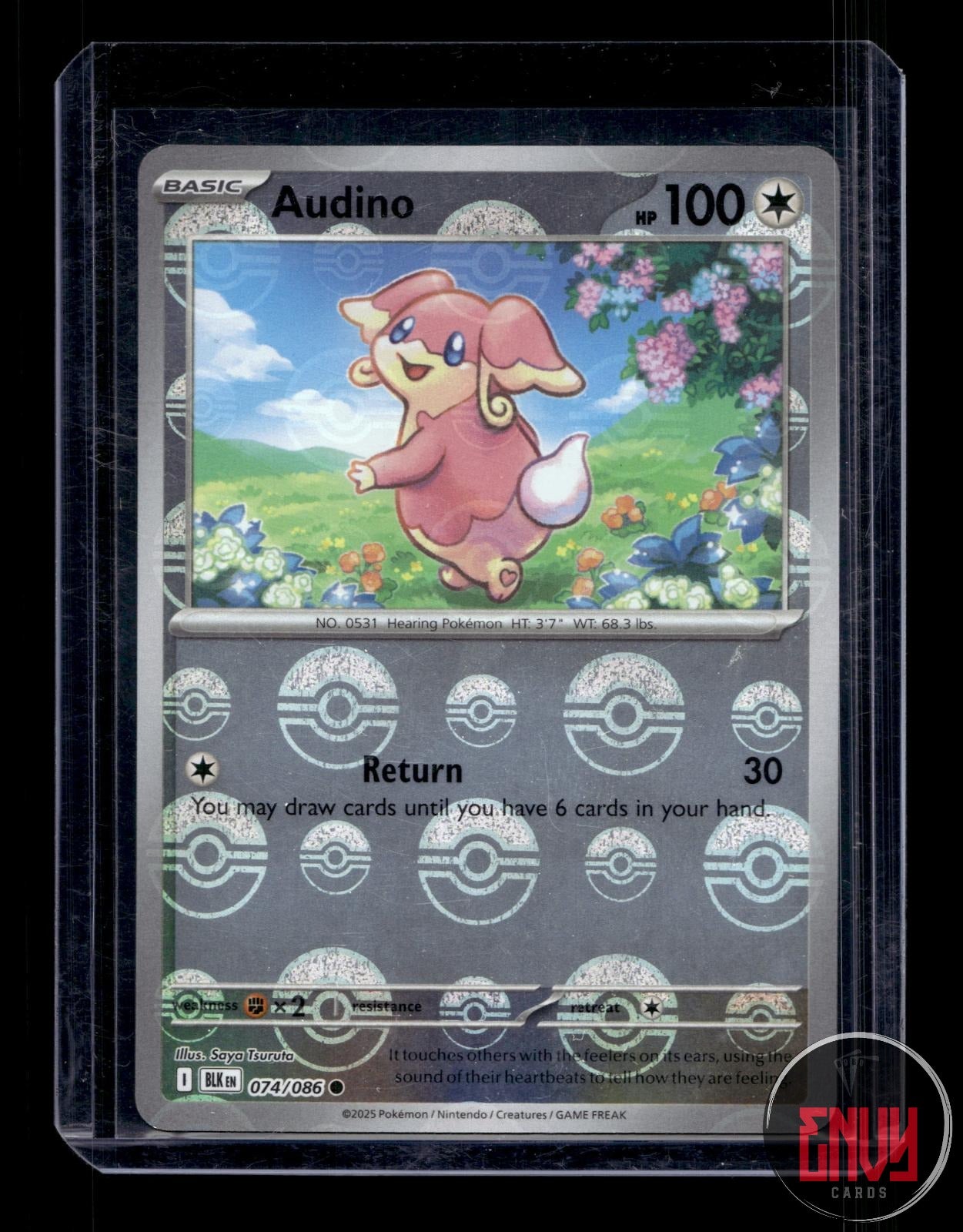 Audino (Poke Ball Pattern) Near Mint 074/086 Common Black Bolt Pokemon Holo