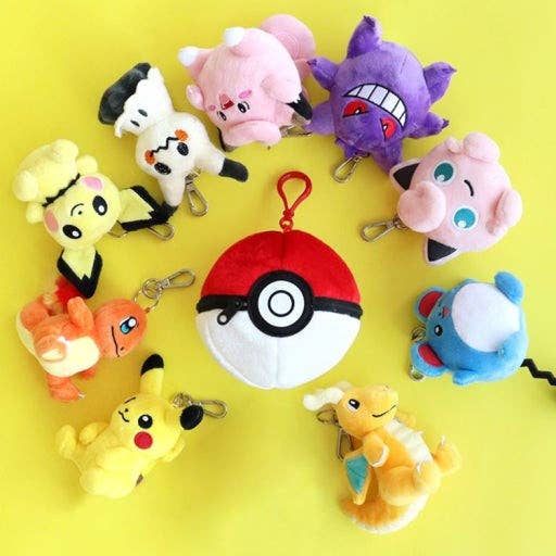 K-Wonderland - Pokemon Poké Ball Plush Pouch + Random Keychain 8cm SET