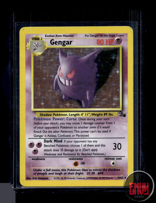 Gengar Moderately Played 5/62 Rare Fossil Pokemon Unlimited Holo