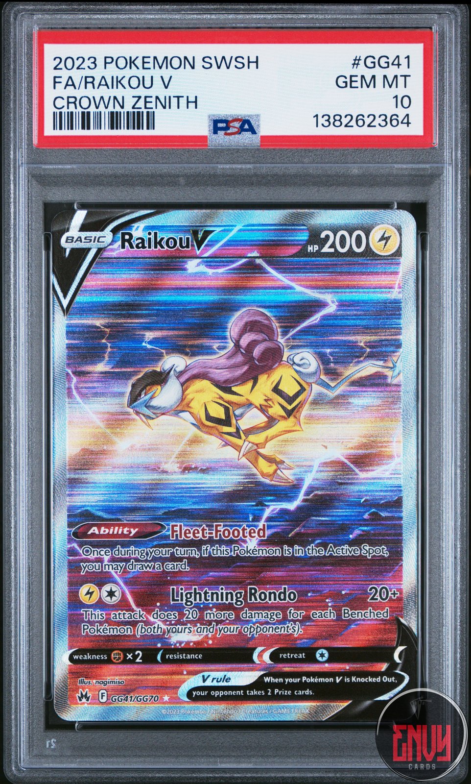 Raikou V Gg41/gg70 Sword Shield Crown Zenith Pokemon PSA 10