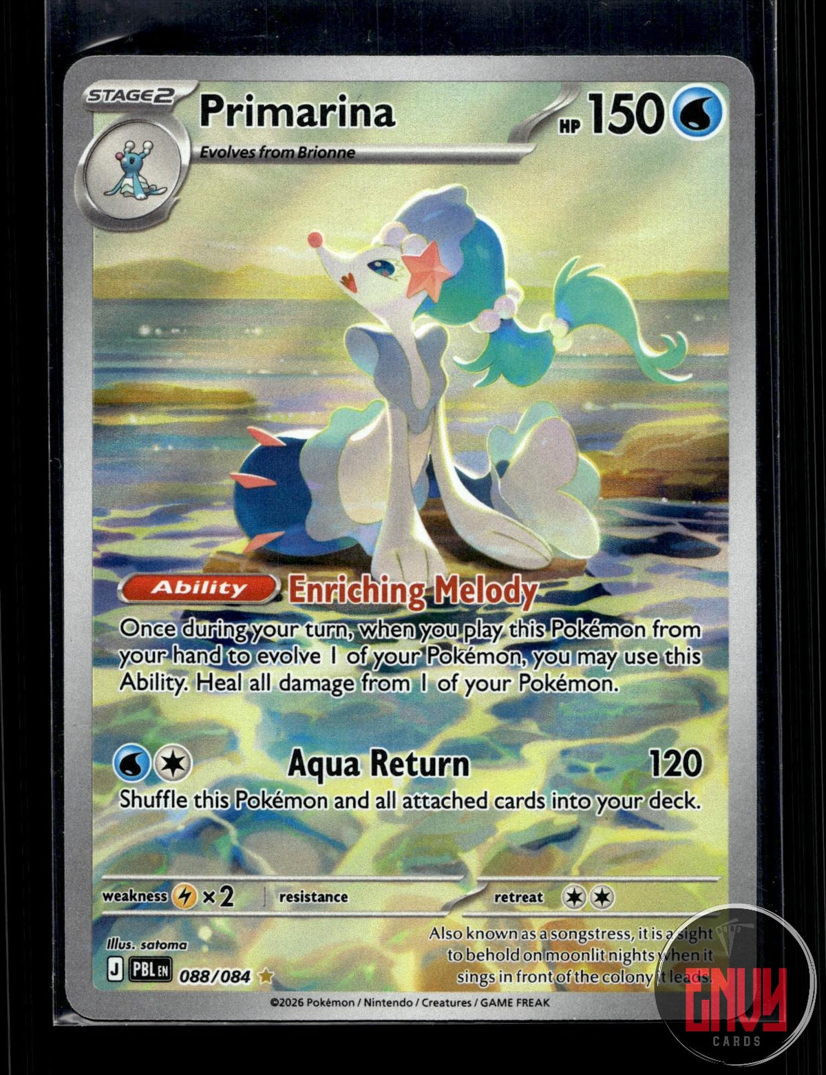 Primarina NM 088/084 IR Pitch Black Pokemon Holo