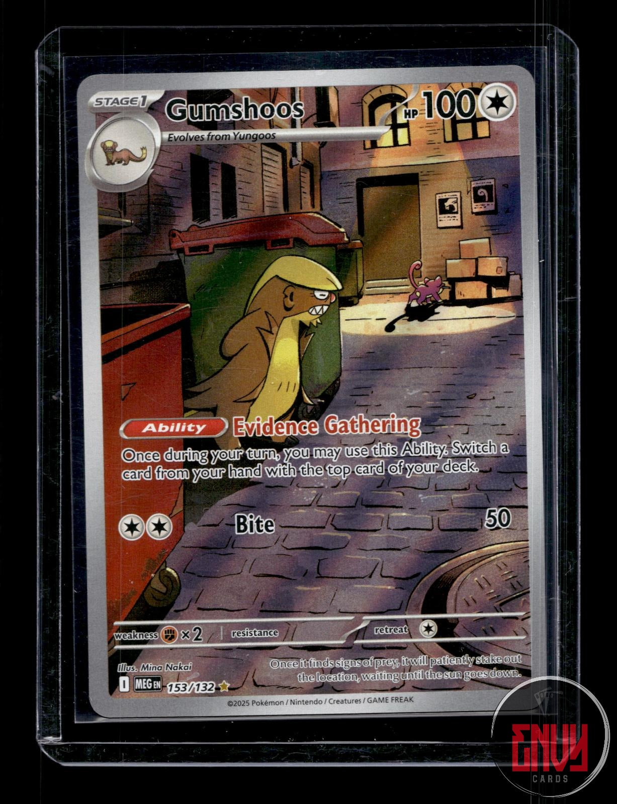 Gumshoos Near Mint 153/132 Illustration Rare Mega Evolution Pokemon