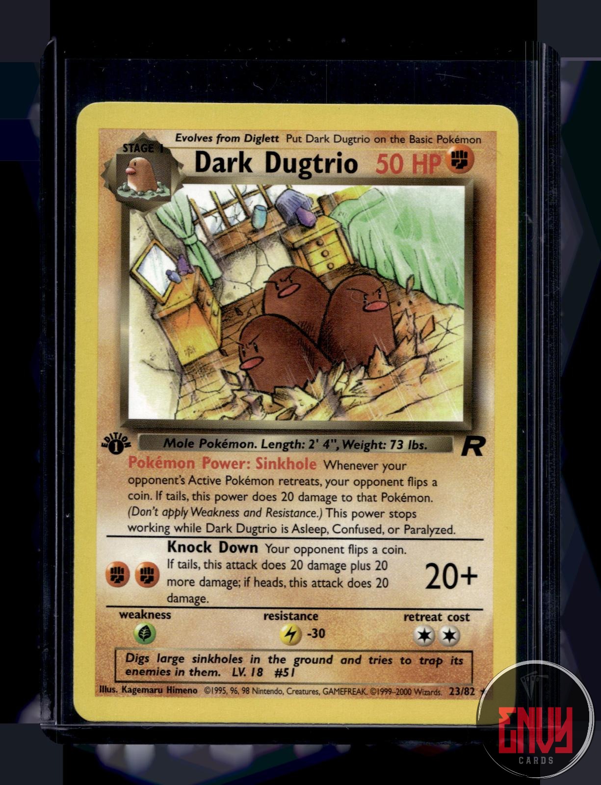 Dark Dugtrio Lightly Played 23/82 Rare Team Rocket Pokemon 1st Edition