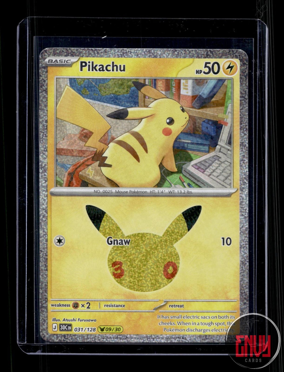 Pikachu NM 031/128 Pikachu Rare ME: 30th Celebration Pokemon Holo