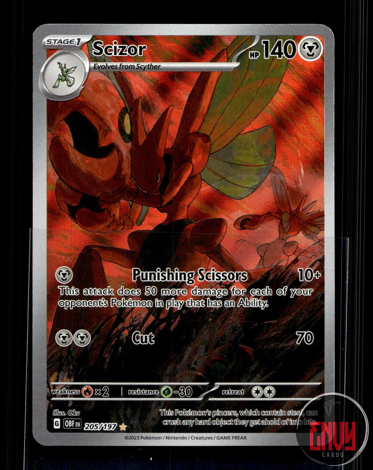 Scizor LP 205/197 IR Obsidian Flames Pokemon Holo