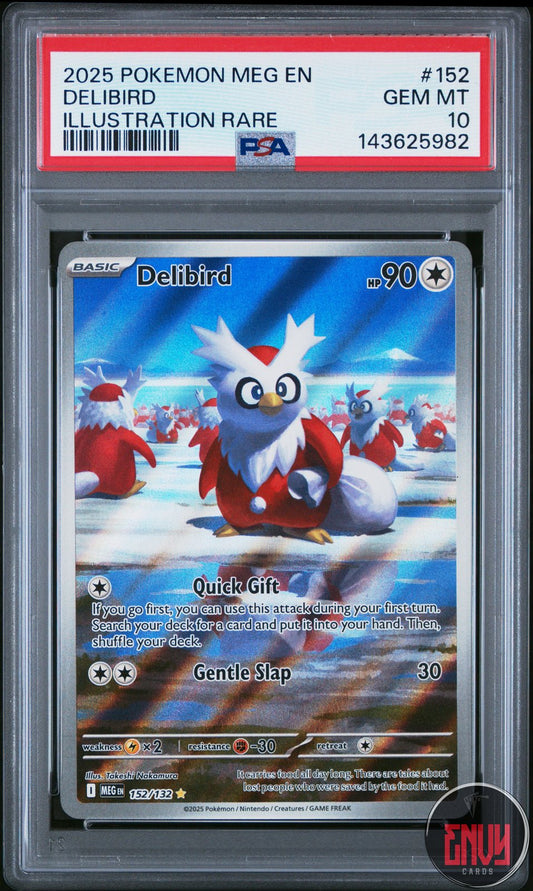 Delibird 152/132 Illustration Rare Mega Evolution Pokemon PSA 10