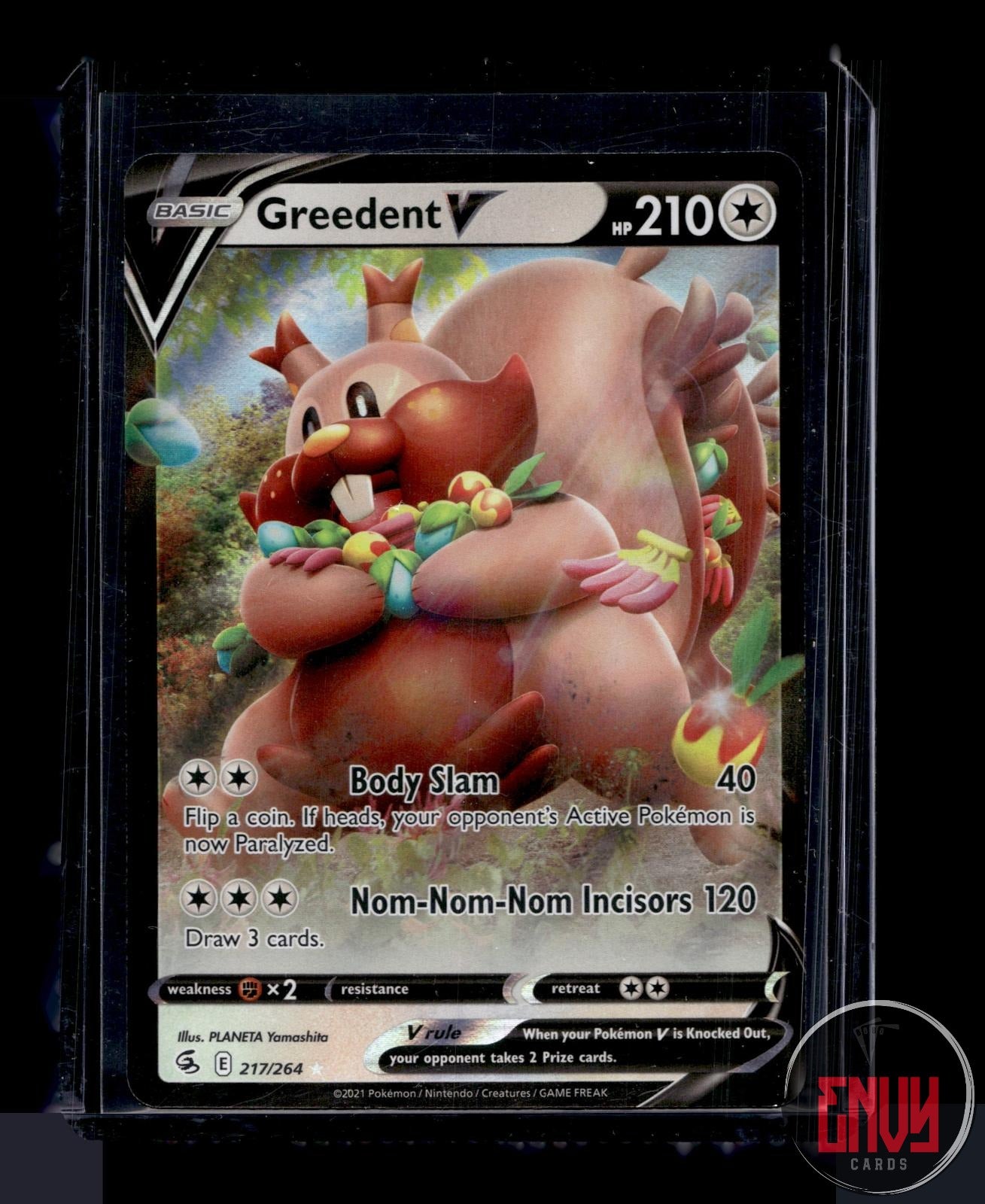 Greedent V Near Mint 217/264 V Rare Fusion Strike Pokemon Holo