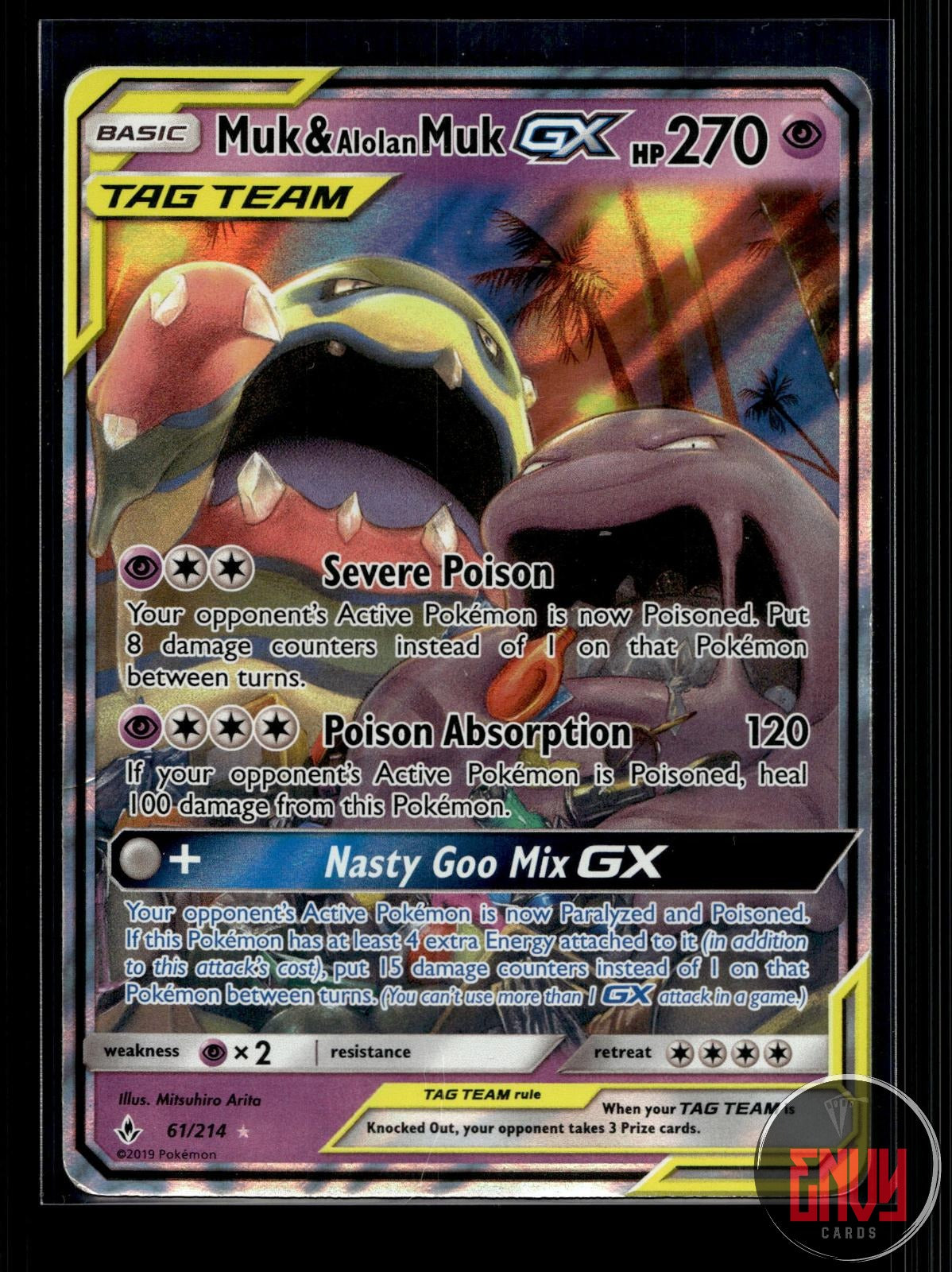 Muk & Alolan Muk GX DMG 61/214 UR Unbroken Bonds Pokemon Holo
