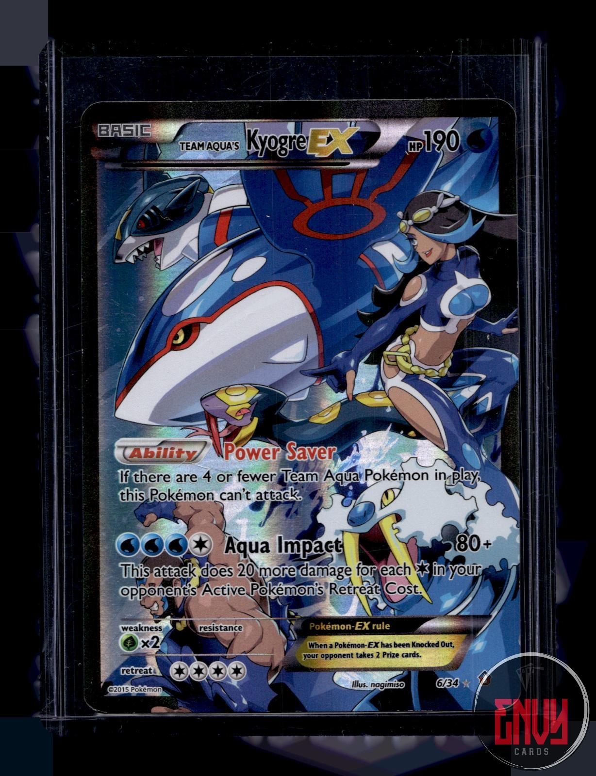 Team Aqua's Kyogre EX MP 6/34 Ultra Rare Double Crisis Pokemon Holo