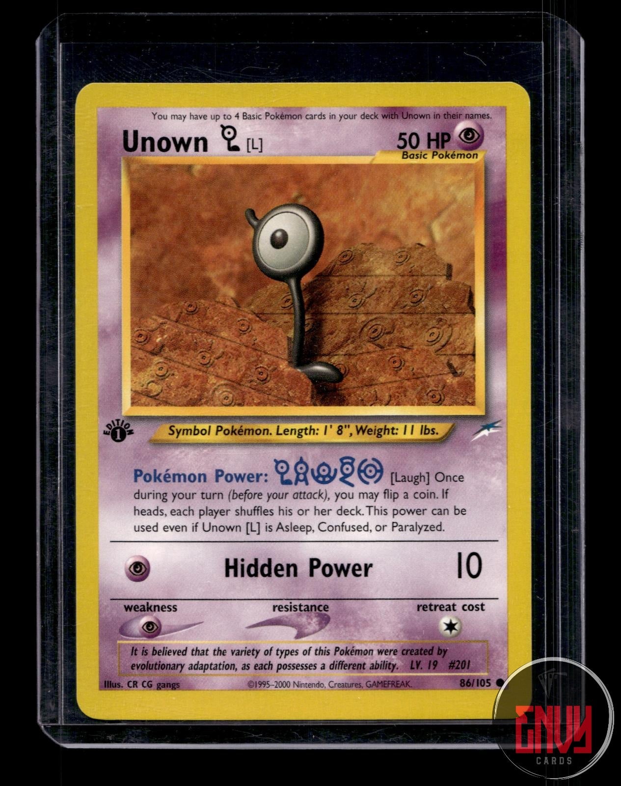 Unown [L] Lightly Played 86/105 Common Neo Destiny Pokemon 1st Edition