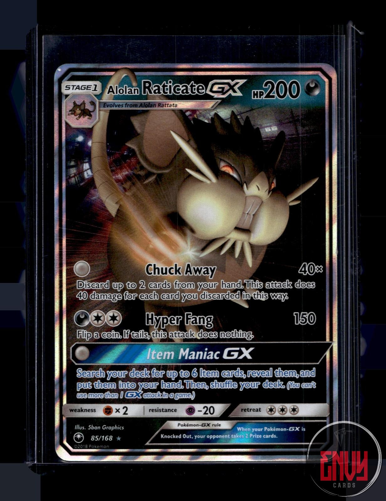 Alolan Raticate GX Near Mint 85/168 GX Rare Celestial Storm Pokemon Holo