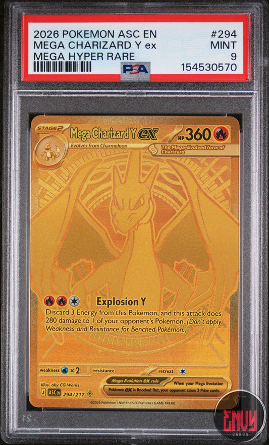Mega Charizard Y EX 294 Hyper Rare Asc En-ascended Heroes Pokemon PSA 9