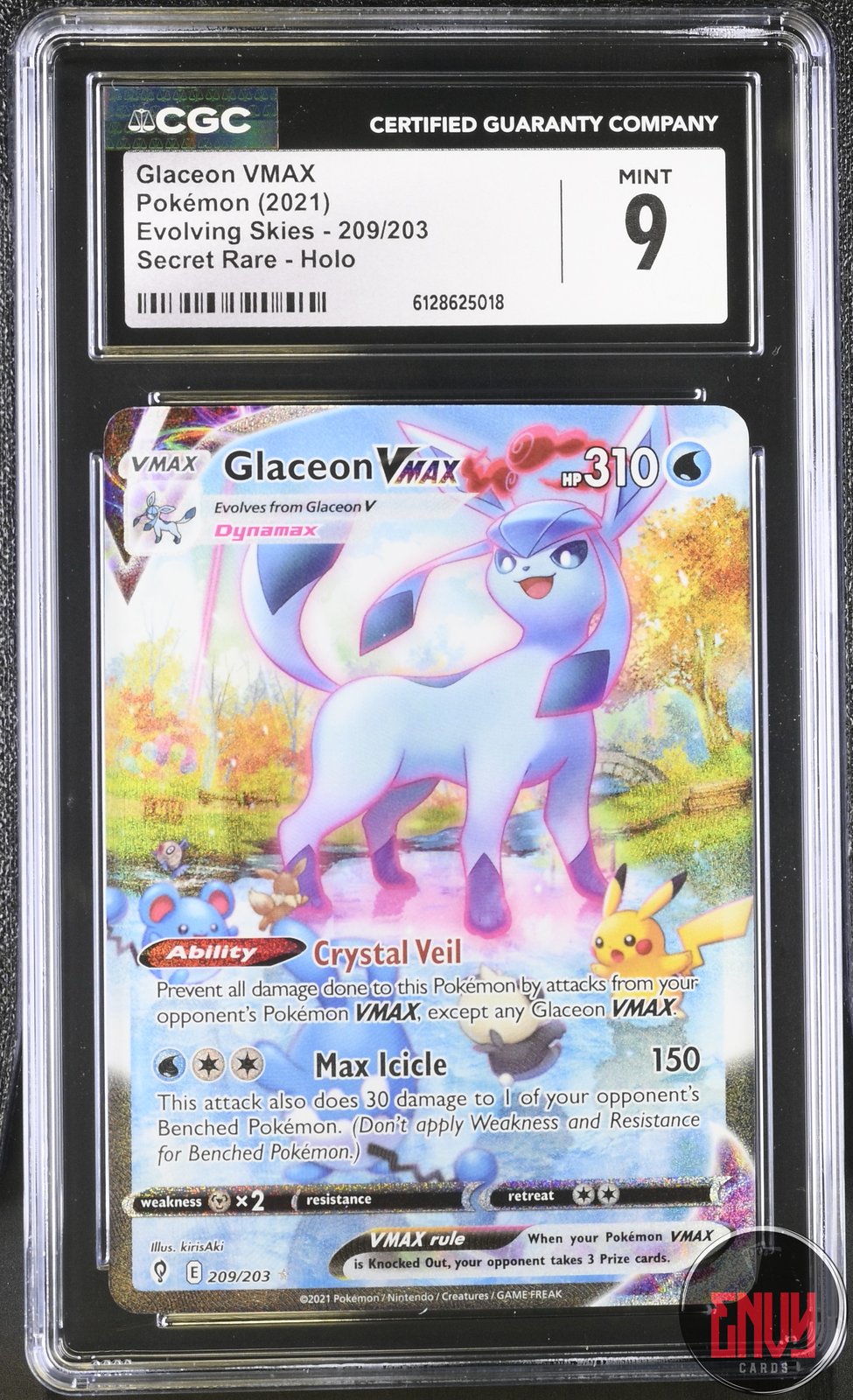 Glaceon Vmax 209/203 Secret Rare Holo Evolving Skies Pokemon CGC 9 Mint