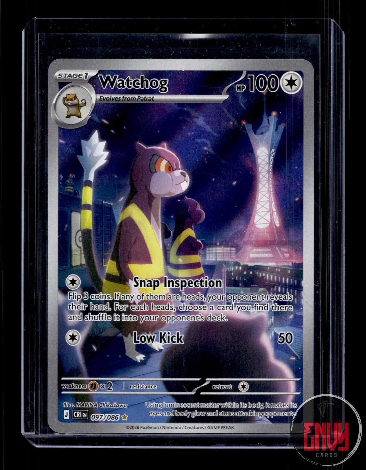 Watchog Near Mint 097/086 Illustration Rare Chaos Rising Pokemon Holo