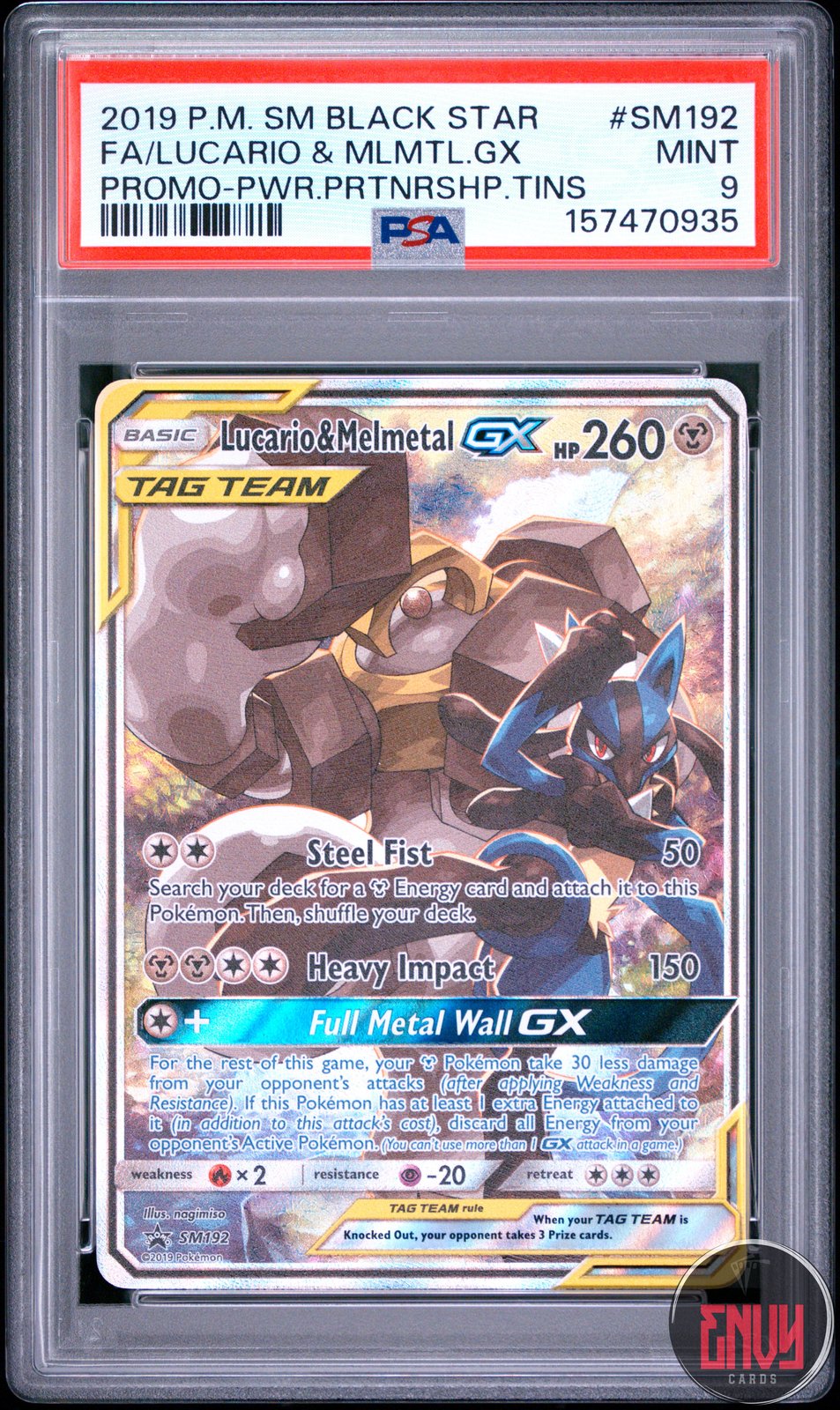 Lucario & Melmetal Gx Sm192 Power Partnership Tins Pokemon PSA 9