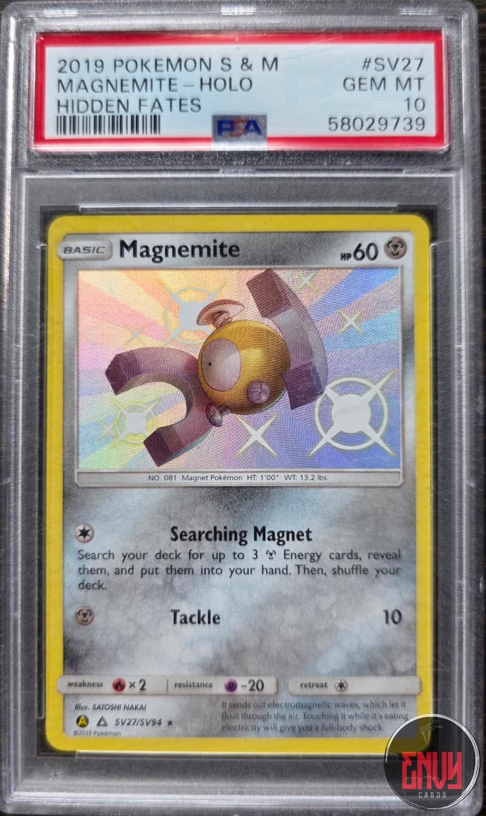 Magnemite Holo Sv27/Sv94 Hidden Fates Pokemon PSA 10