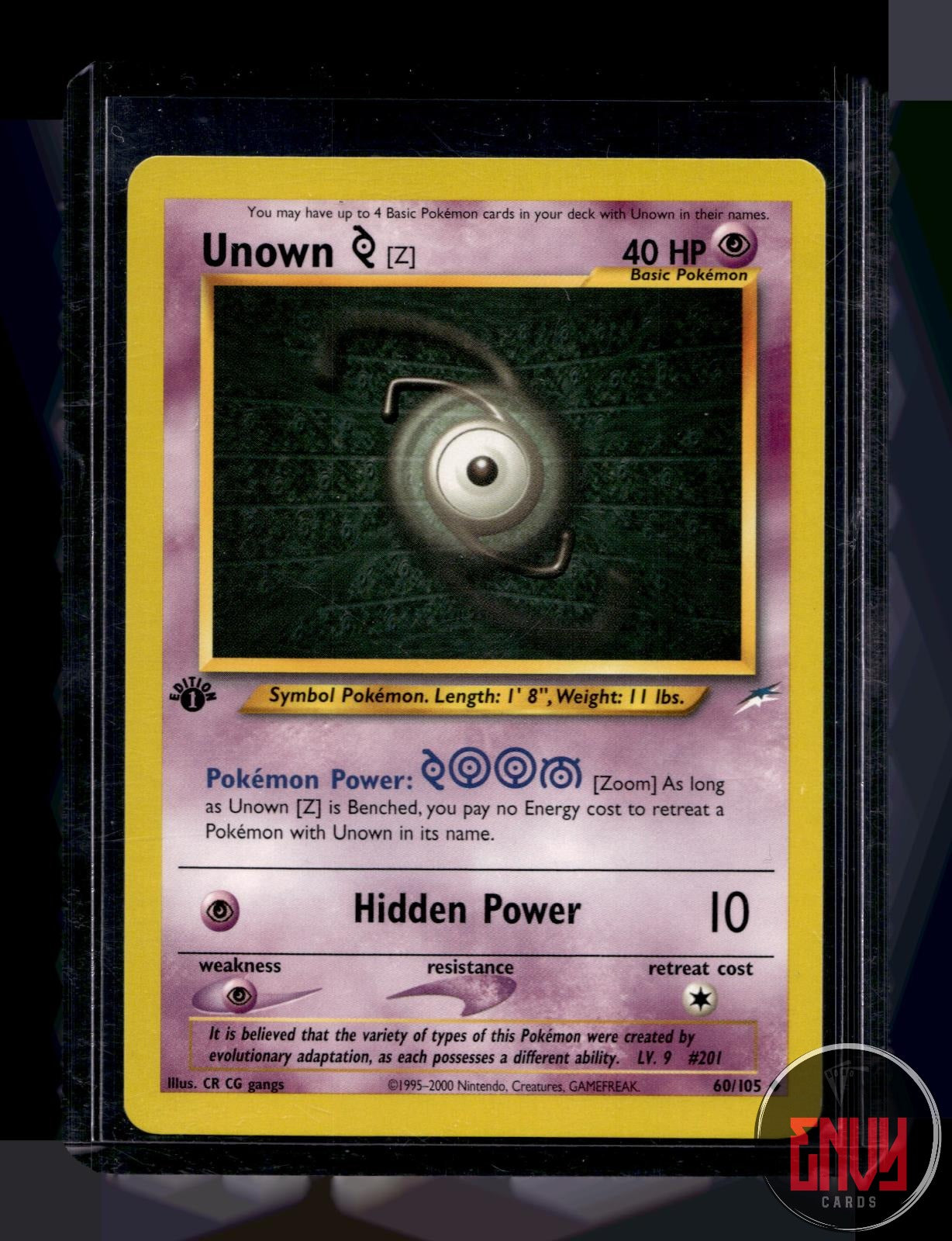 Unown [Z] Lightly Played 60/105 Uncommon Neo Destiny Pokemon 1st Edition