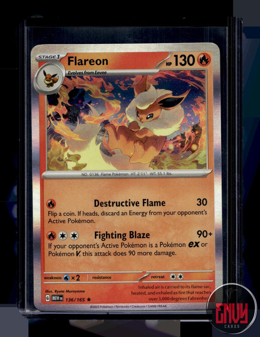 Flareon Near Mint 136/165 Rare 151 Pokemon Holo
