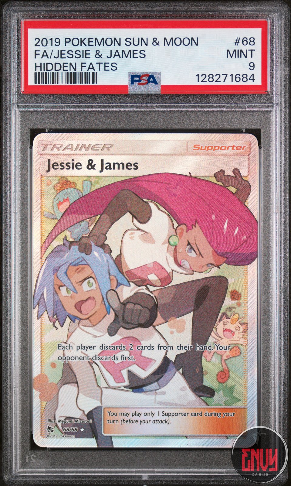 Jessie & James 68/68 Hidden Fates Pokemon PSA 9 Mint