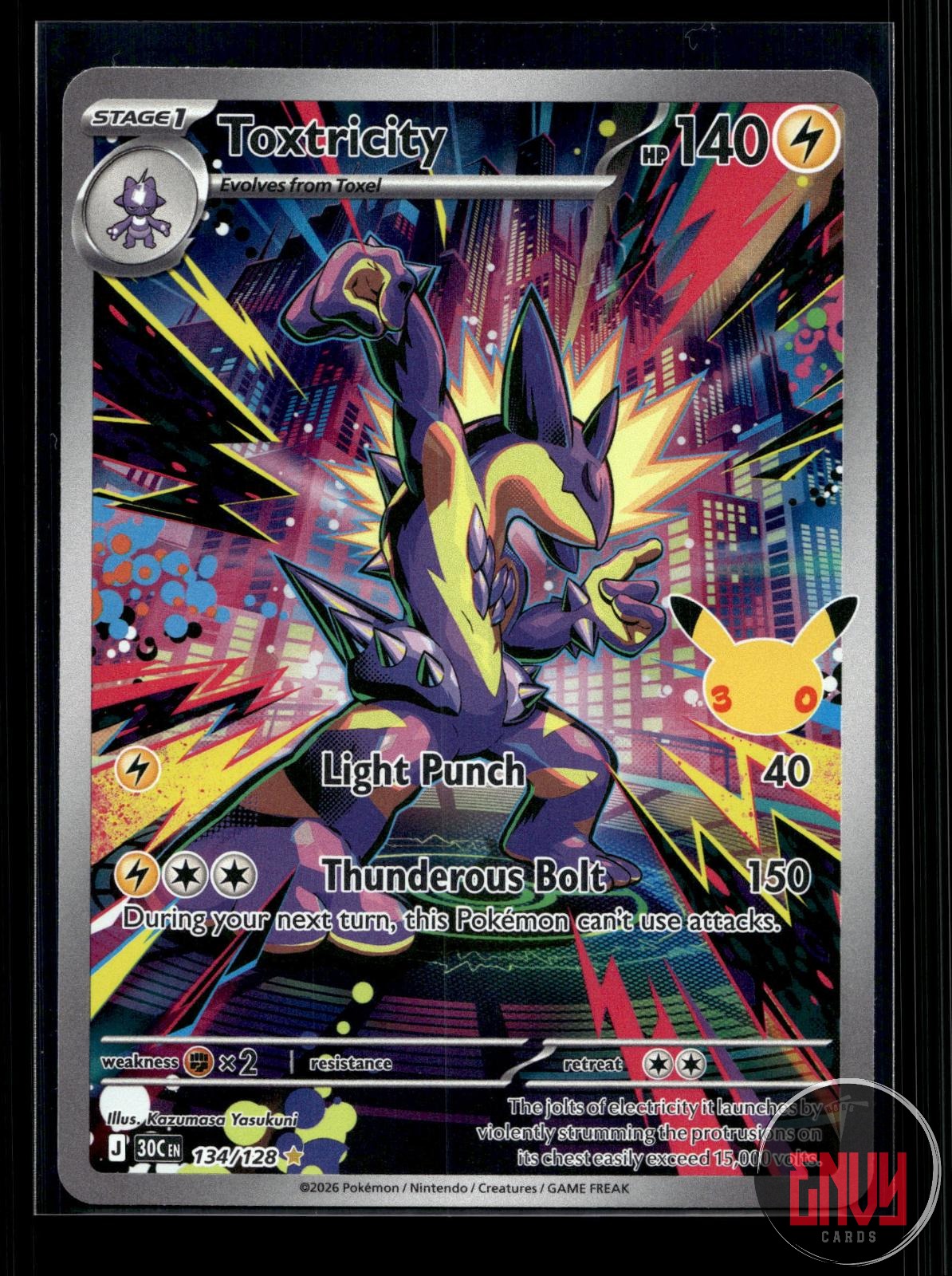 Toxtricity NM 134/128 IR ME: 30th Celebration Pokemon Holo