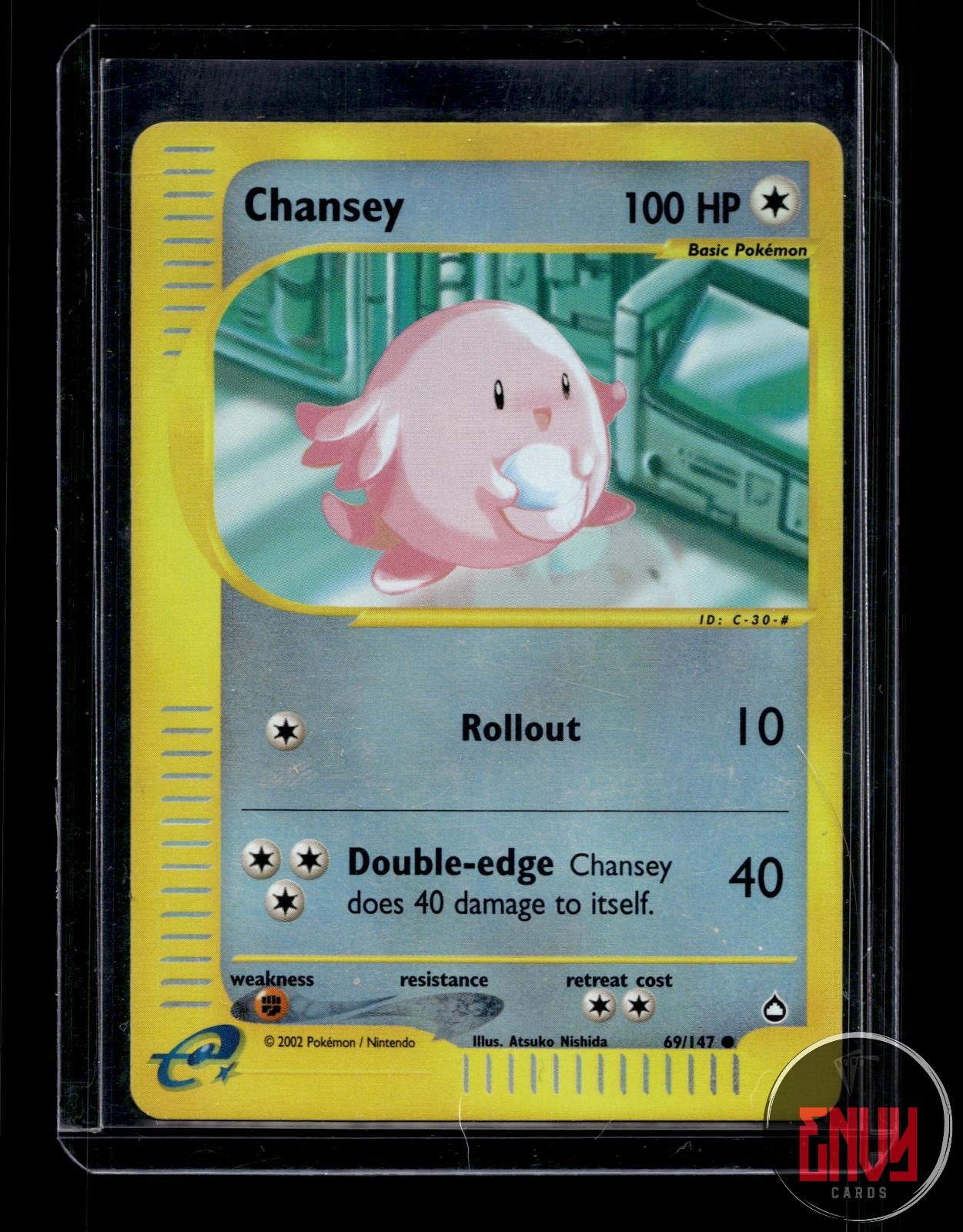 Chansey Moderately Played 69/147 Common Aquapolis Pokemon Reverse Holo