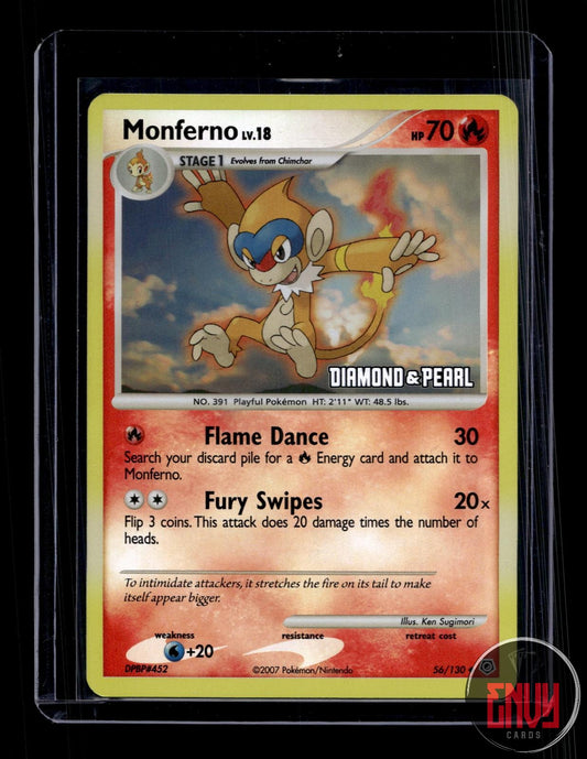 Monferno Near Mint 56/130 Uncommon Diamond & Pearl Pokemon Reverse Holo