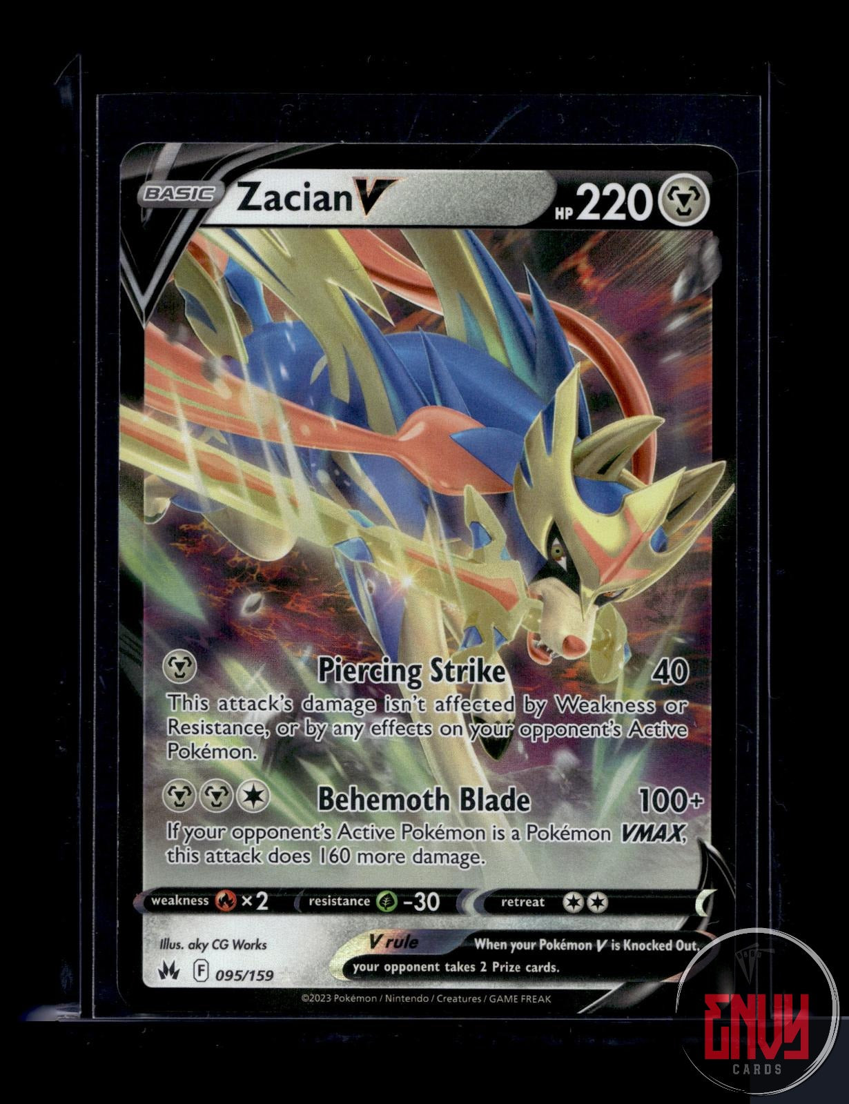 Zacian V Near Mint 095/159 V Rare Crown Zenith Pokemon