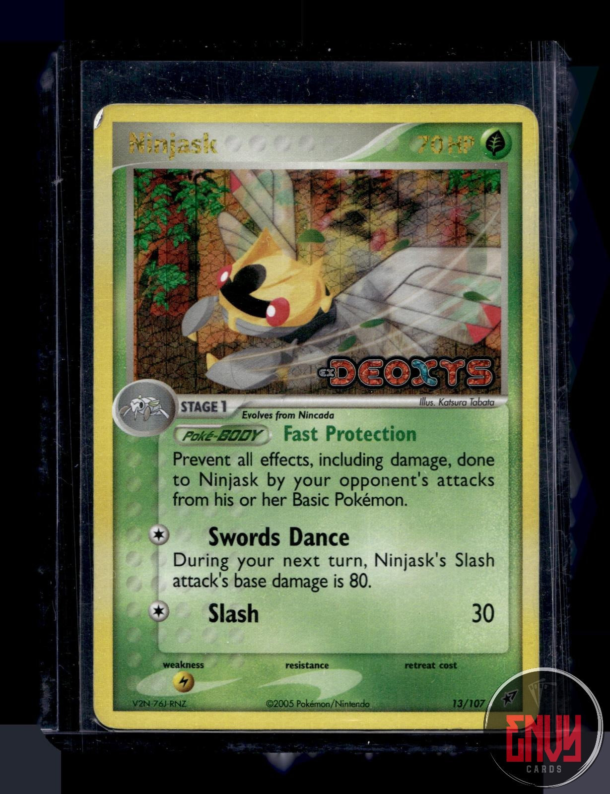 Ninjask Damaged 13/107 Rare Deoxys Pokemon Reverse Holo