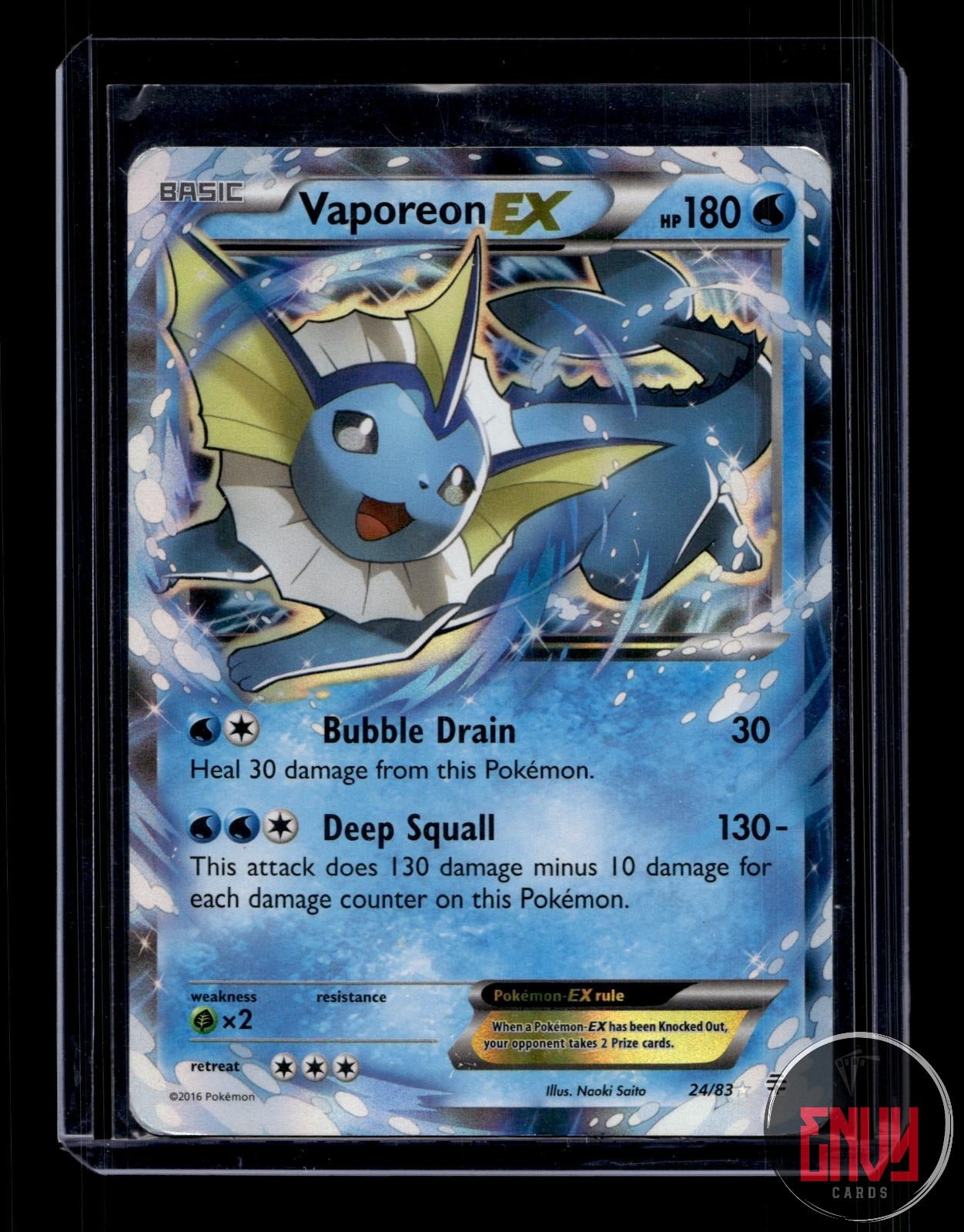 Vaporeon EX Moderately Played 24/83 EX Rare Generations Pokemon Holo