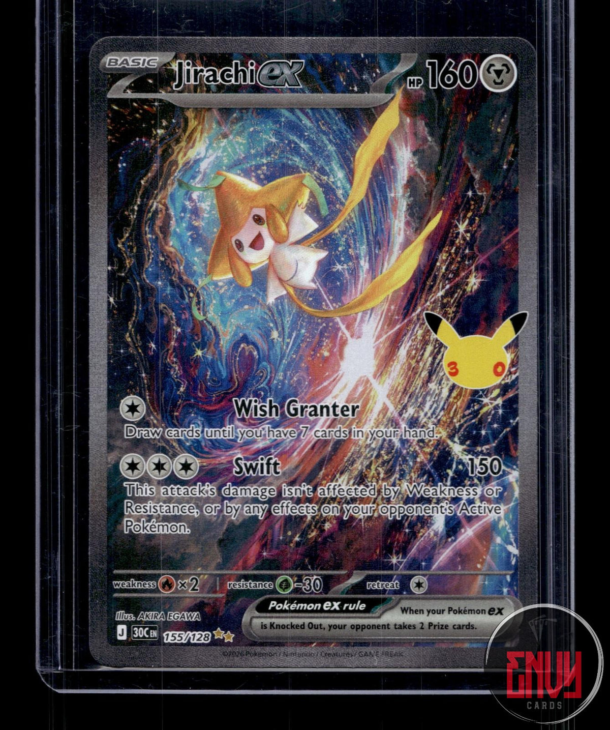 Jirachi ex NM 155/128 SIR ME: 30th Celebration Pokemon Holo