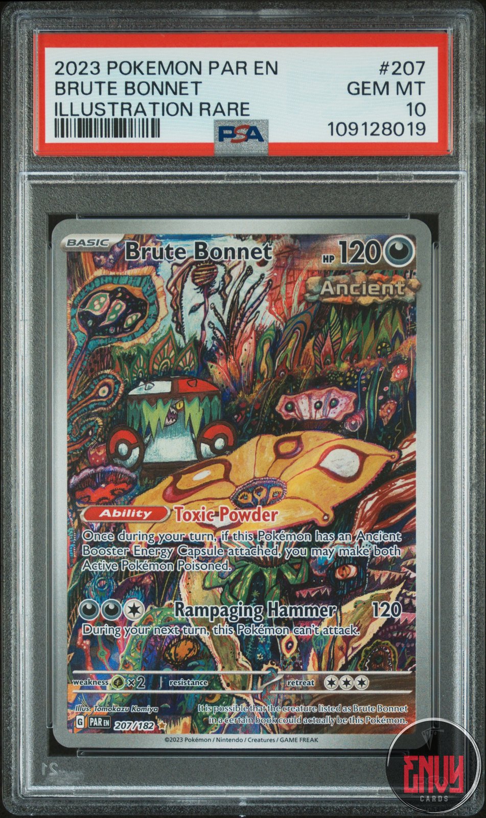 Brute Bonnet 207/182 Illustration Rare Par En-Paradox Rift Pokemon PSA 10