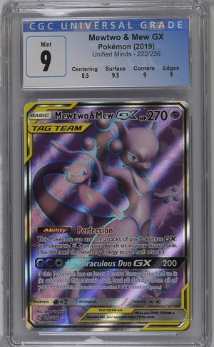 Mewtwo & Mew GX FA Unified Minds 222/236 CGC 9 Blue Label